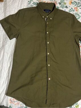 Zara  Short-Sleeve Button-Down Shirt - Olive Green size L